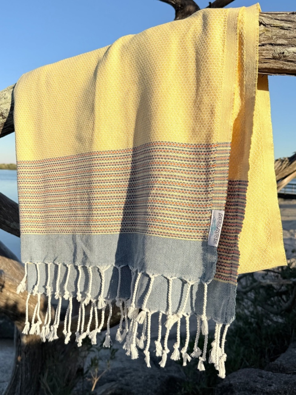 The Angler Rag — Yellow Salt Rag™ Sand-Resistant Turkish Beach Towel - Picture 3 of 6